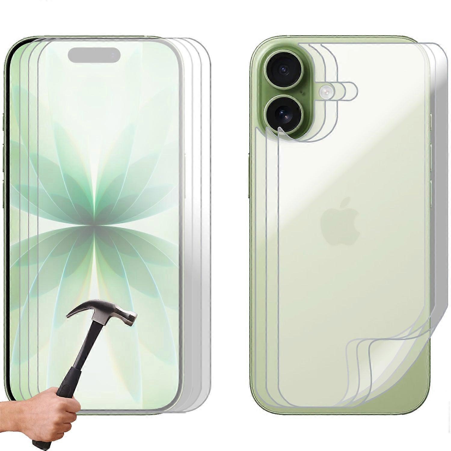 3 Set Tempered Glass Screen Protector For Apple Iphone 17 Front And Film Back Bulk