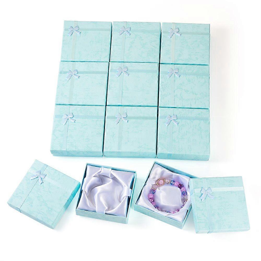 Cardboard Bracelet boxes for Bracelet & Bangle Square Pale Turquoise 9.2x9.2x2.8cm