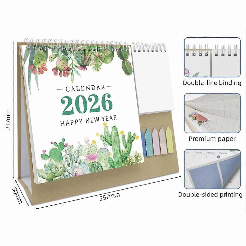 Decorative Desk Calendar Triangular Support Stable Support Custom Planner Binding Calendar Exquisite Patterns 2026 Calendar