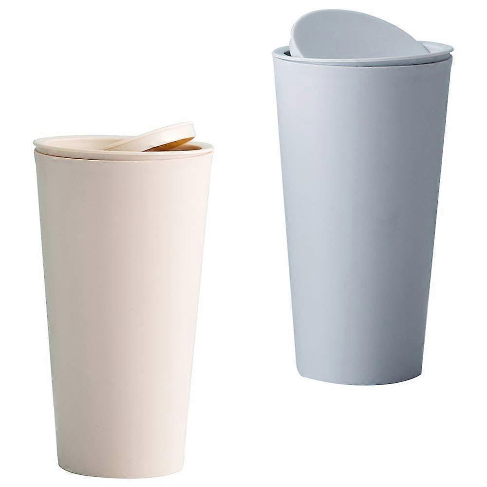 Two-Piece Mini Portable Waterproof Plastic Trash Can Set