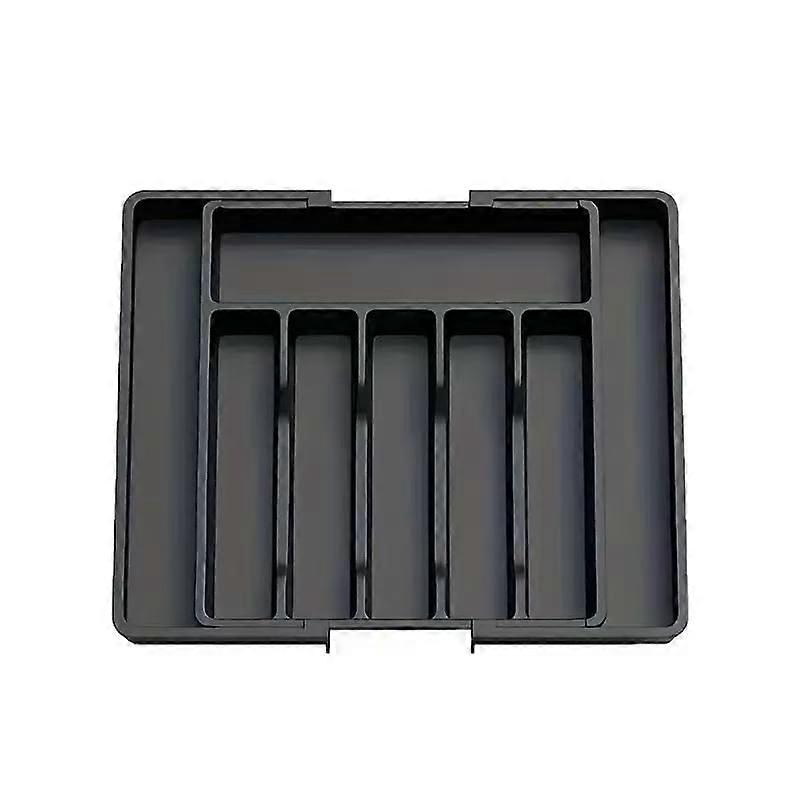 Adjustable Kitchen Drawer Organizer Black Large Capacity Expandable Cutlery Tray for Utensils