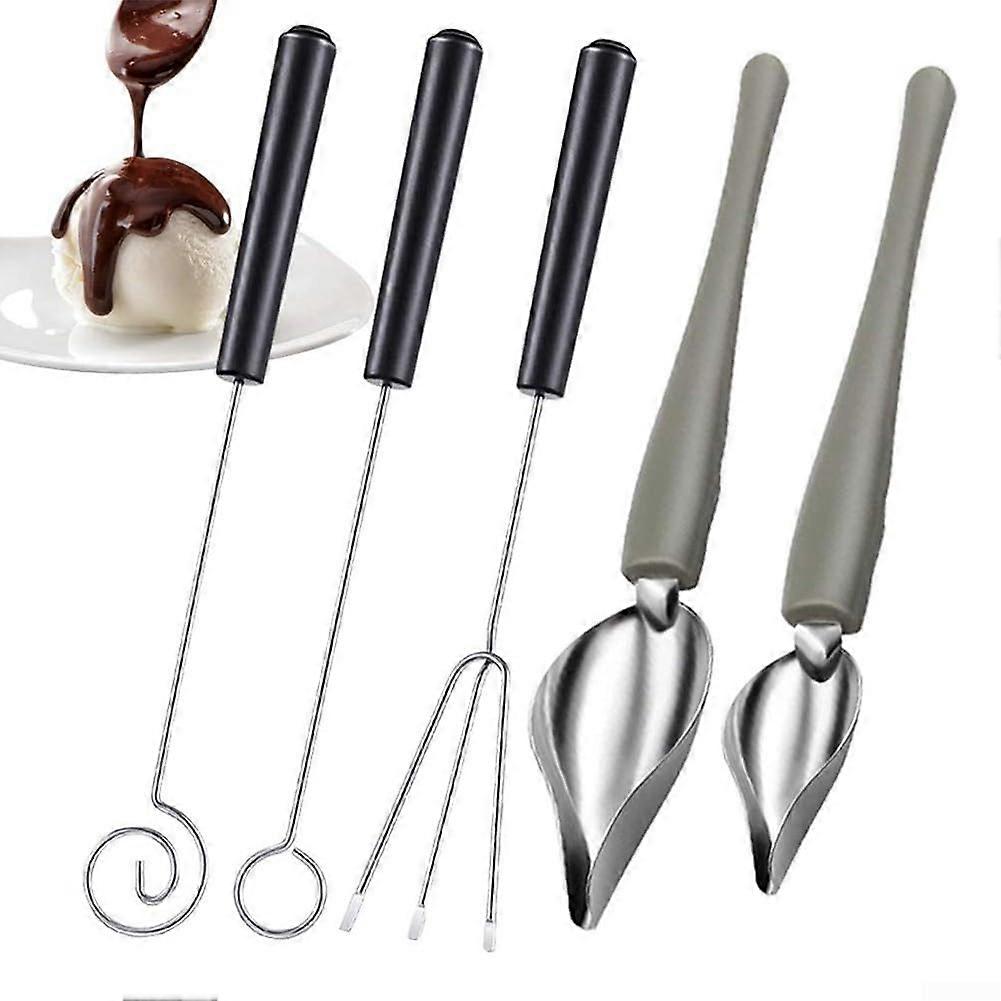 3 Pcs Chocolate Dipping Tools and Decorating Spoons Set for Creative Dessert and Candy Making