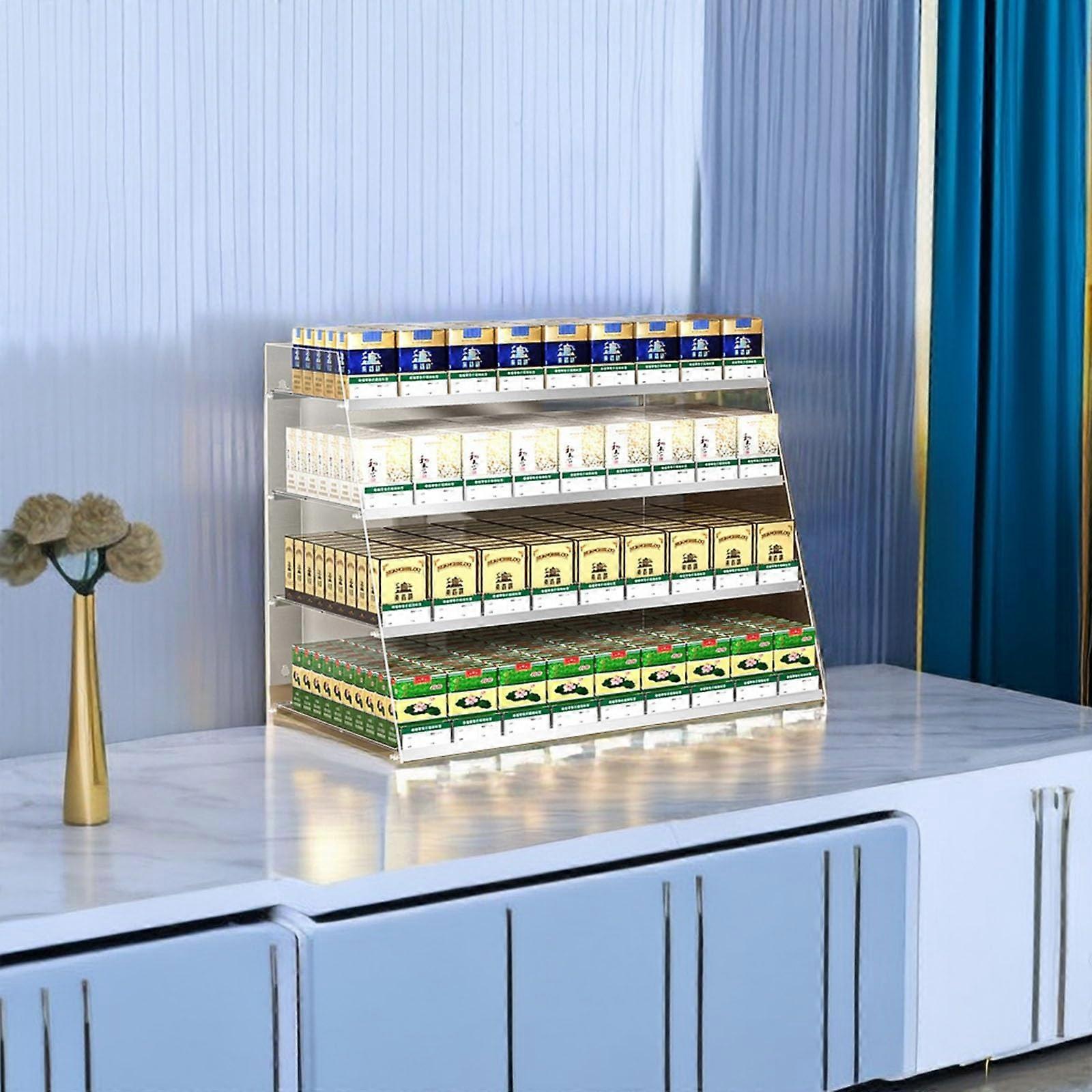 Transparent Acrylic Cigarette Display Rack with Auto Pusher, Wall Mounted Holder for Stores 86cm