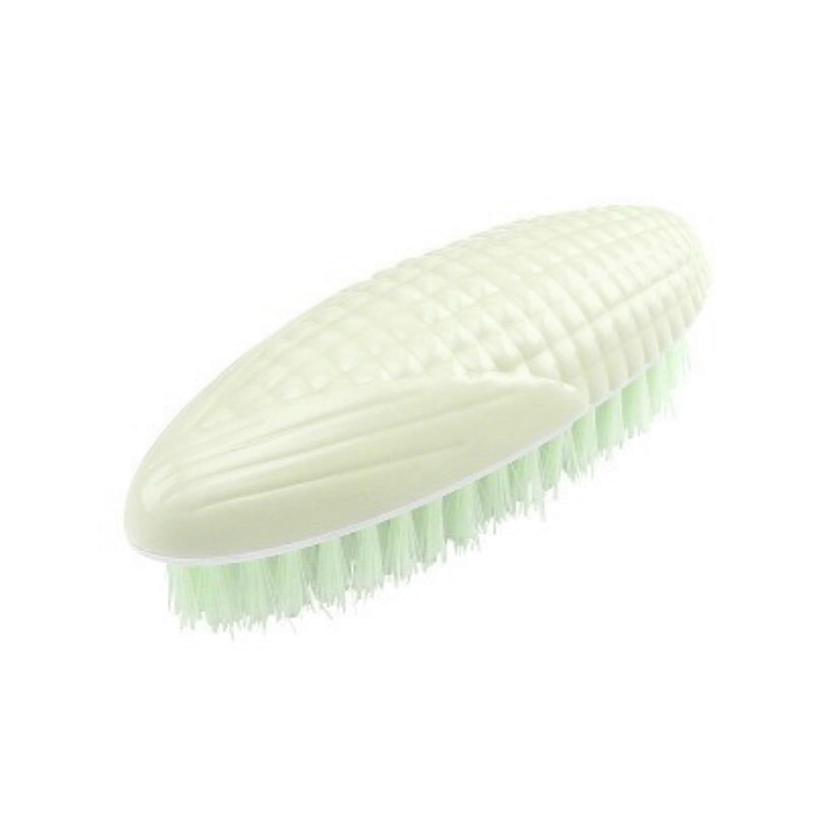 Corn Shaped Cleaning Brush with Dense Soft Bristles and Ergonomic Grip, Green