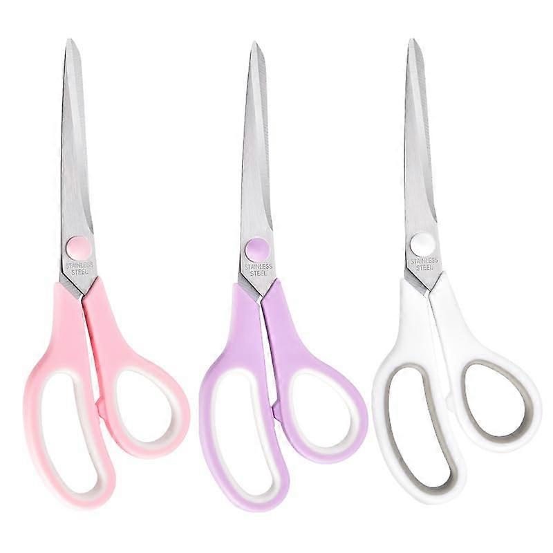 Stainless Steel Office Scissors 8 Inch with Ergonomic Rubber Grip, Precise Cutting, 3 Pack