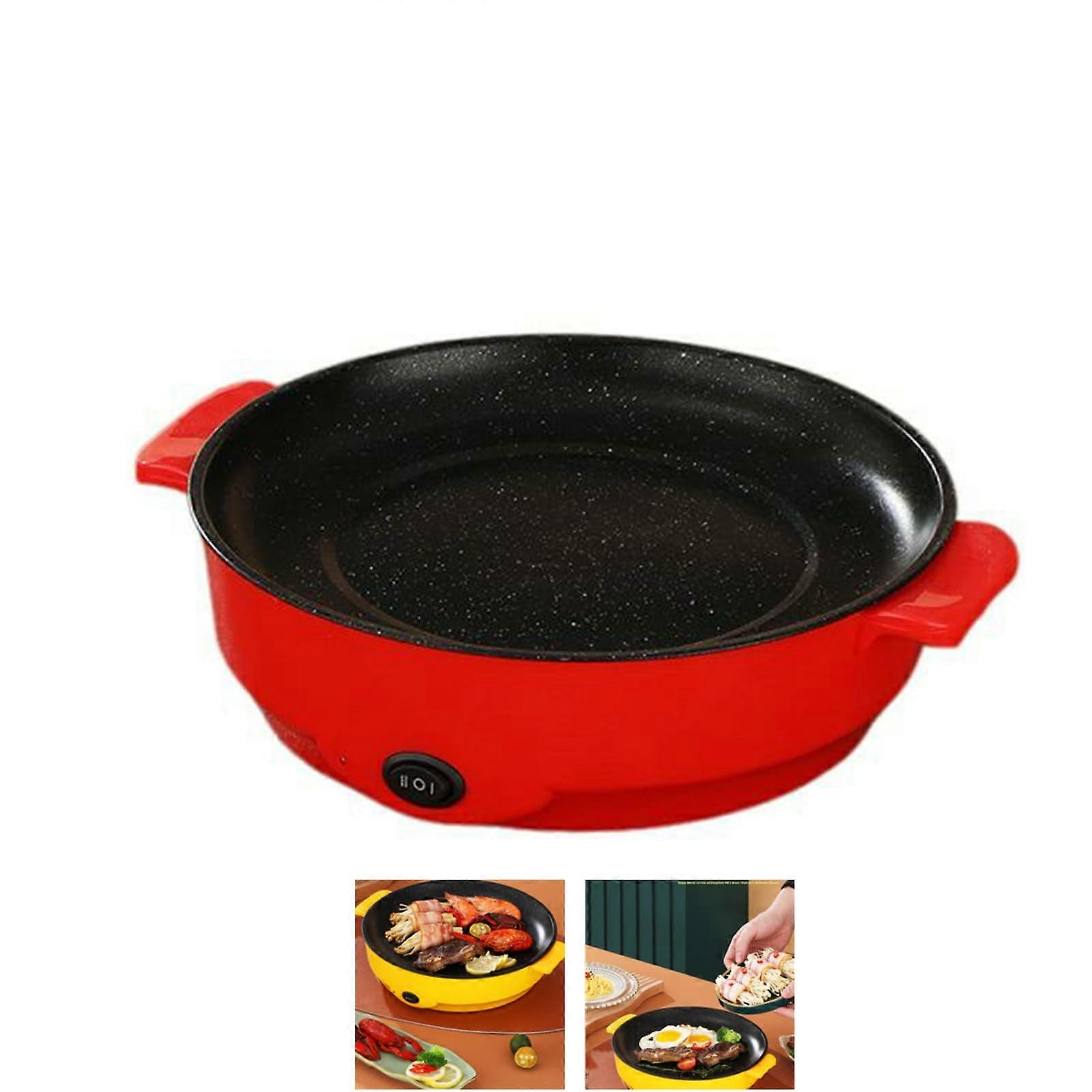 Nonstick Electric Griddle 11.8in Compact Easy Clean Surface with Adjustable Temperature Control Red