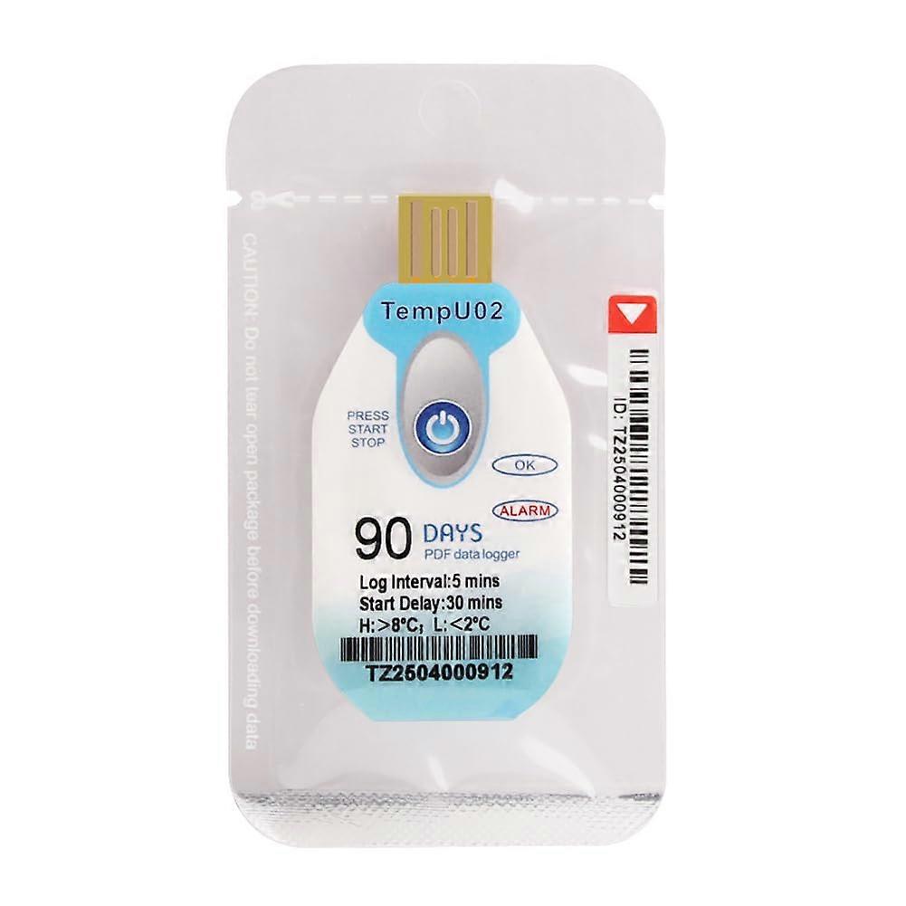 USB Temperature Data Logger 90Day Cold Chain Recorder with Automatic PDF Report and Overheat Warning