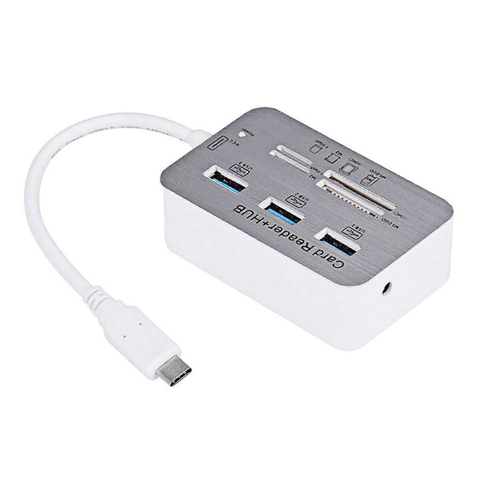 USB 3.0 Hub Card Reader 7-In-1 MS SD M2 TF Multi-in-1 Memory Adapter with 5Gbps Data Transfer Speed