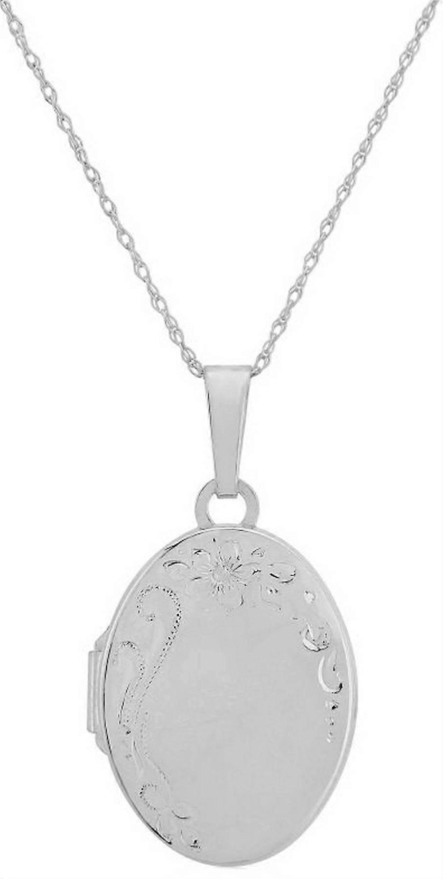 Mark Milton Oval Engraved Locket Necklace - Silver