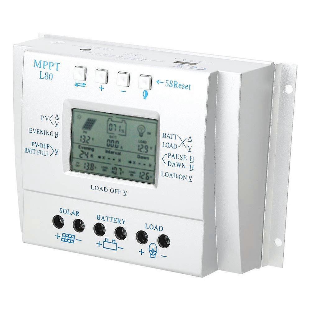 80A MPPT PWM Solar Charge Controller 12V 24V LCD Display  Efficiency for OffGrid Systems