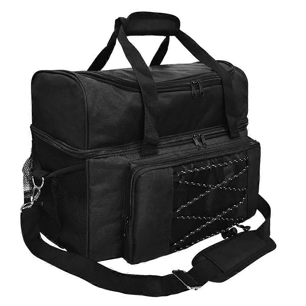 Bowling Ball Tote Bag with Shoe Compartment, Padded Ball Sections and Multiple Side Pockets, Black