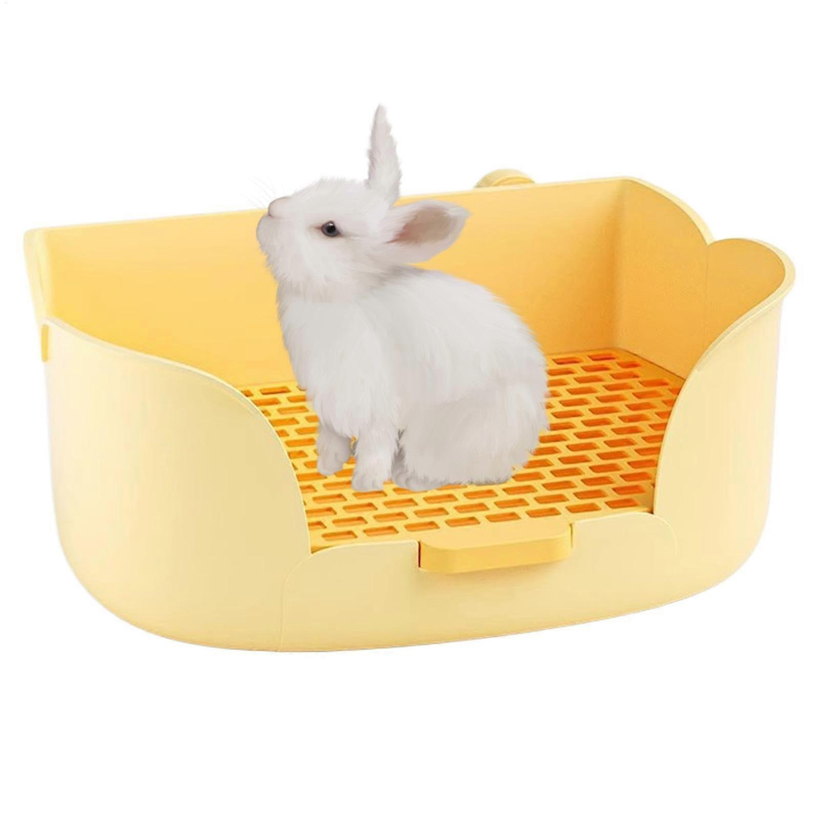 Rabbit Litter Box with SprayProof Semi Enclosure, SpaceSaving Corner Fit, EasyClean Grid