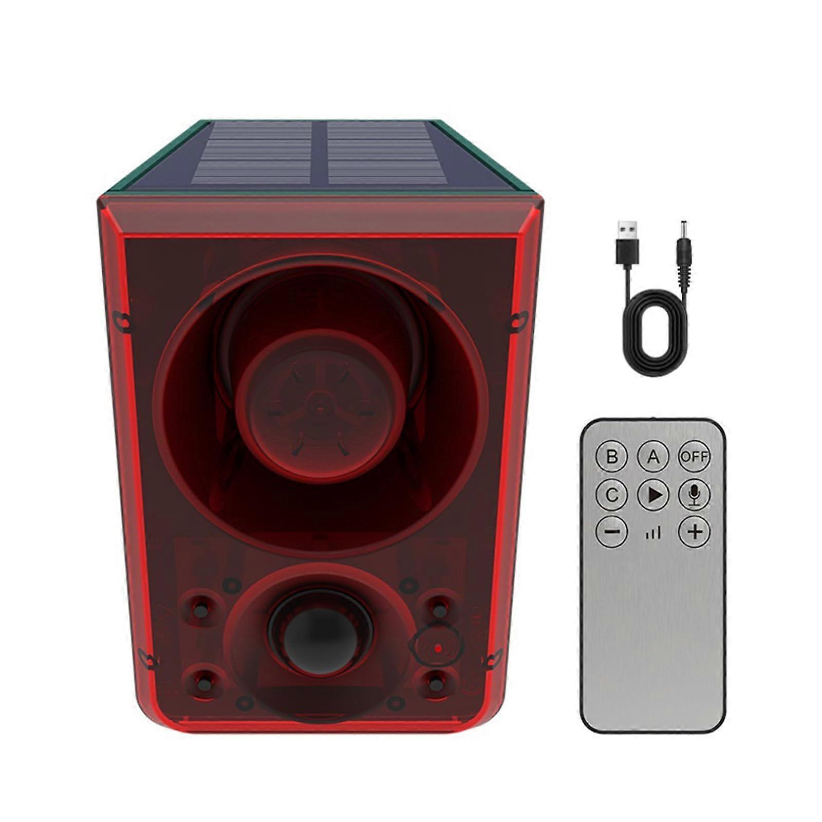 Solar Motion Sensor Alarm with LED Light, Adjustable Volume, Solar Powered Security for Home and Farm