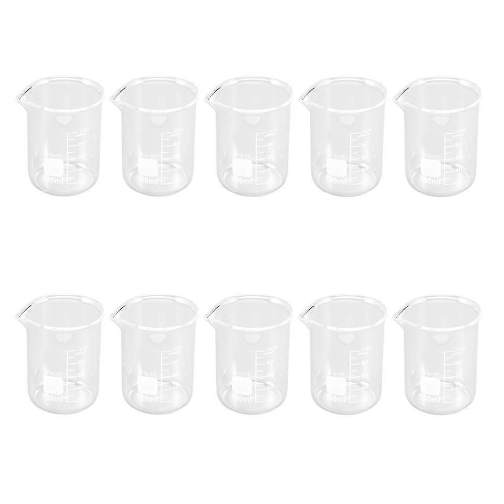Glass Graduated Measuring Cups 10Pcs Transparent Beakers for Precise Measuring
