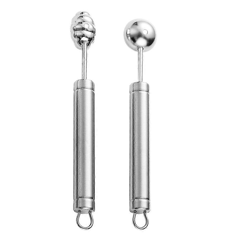 Steel Melon Baller Scoop 2Pcs For Kitchen Use With Silver Color Practical Design And Fruit Digging Function