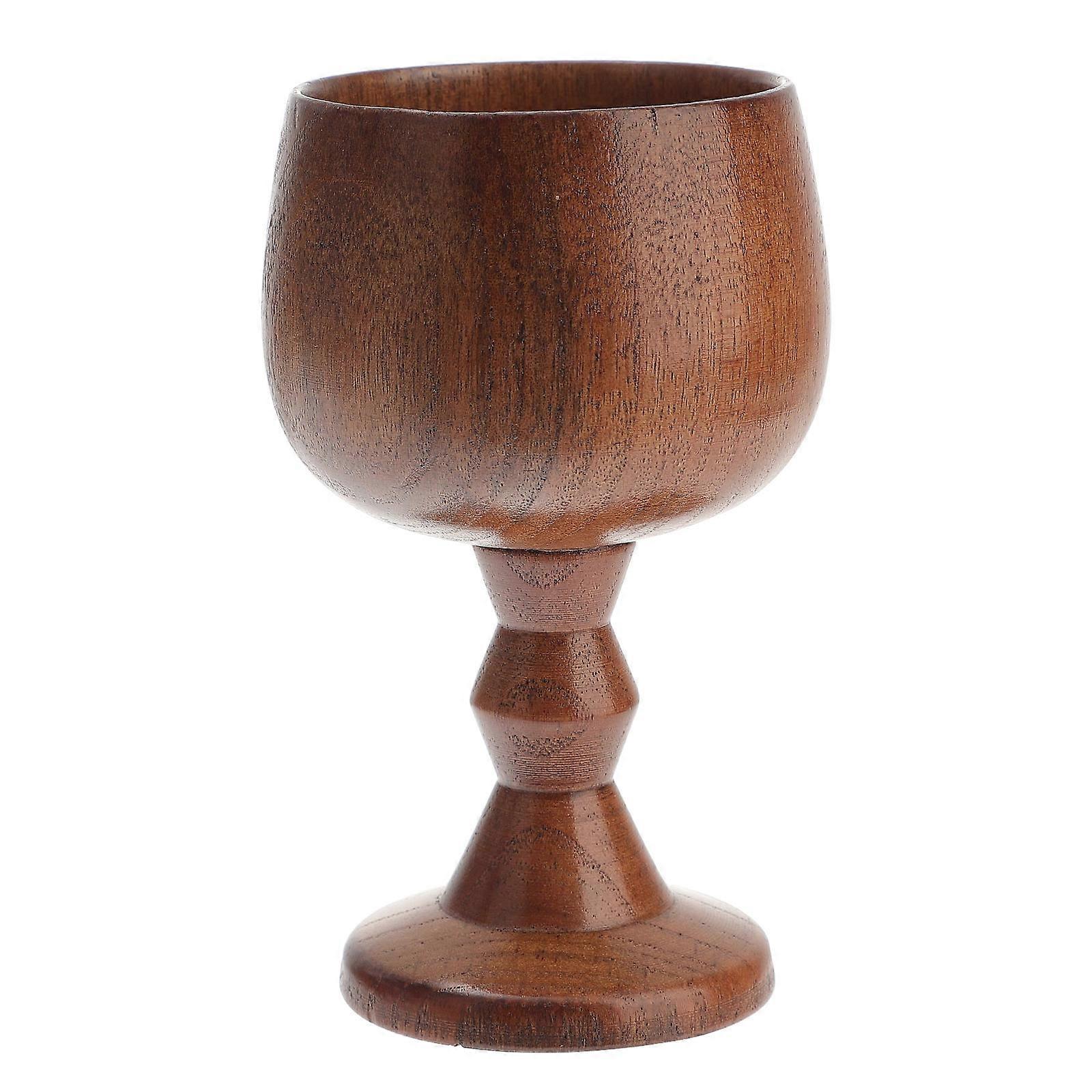 Brown Wooden Wine Goblet for Drinking Use Creative Solid Stemware