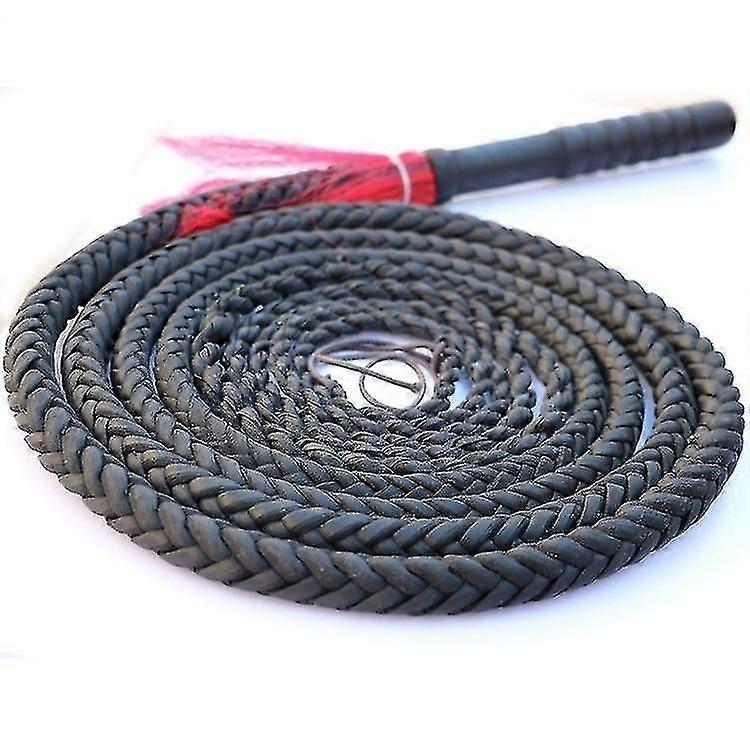 Handmade Leather Bullwhip Chambray Braided