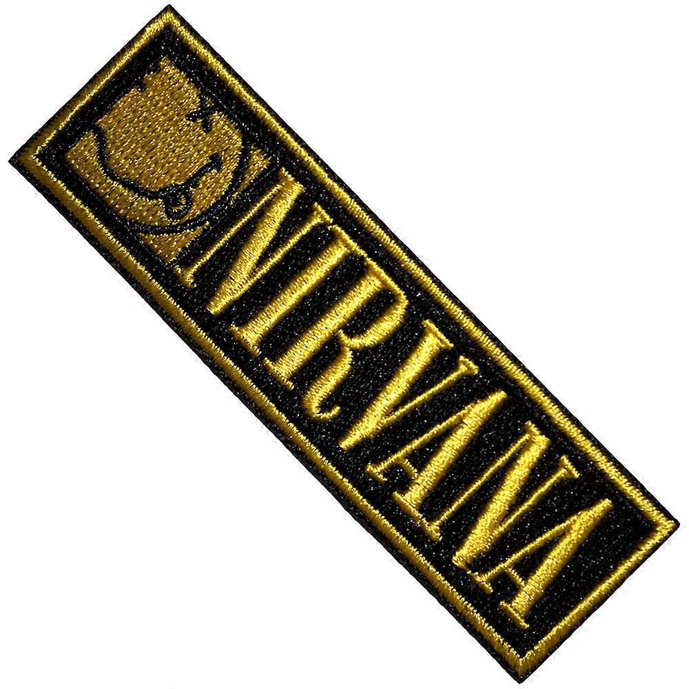 Nirvana Band Logo And Grunge Face Bordered Small Woven Patch