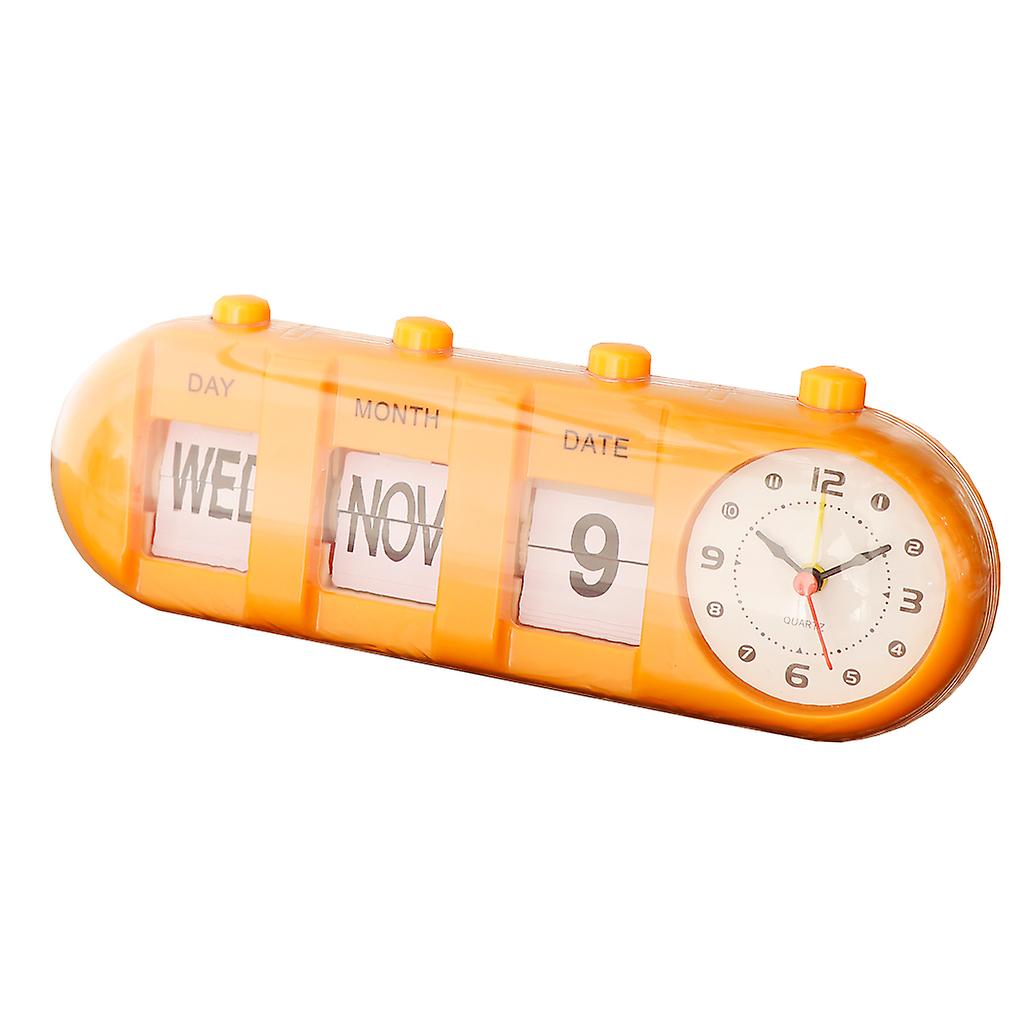 Creative Flip Alarm Clock Stand Page Date Month Day Quartz Clock Watch Room Decoration