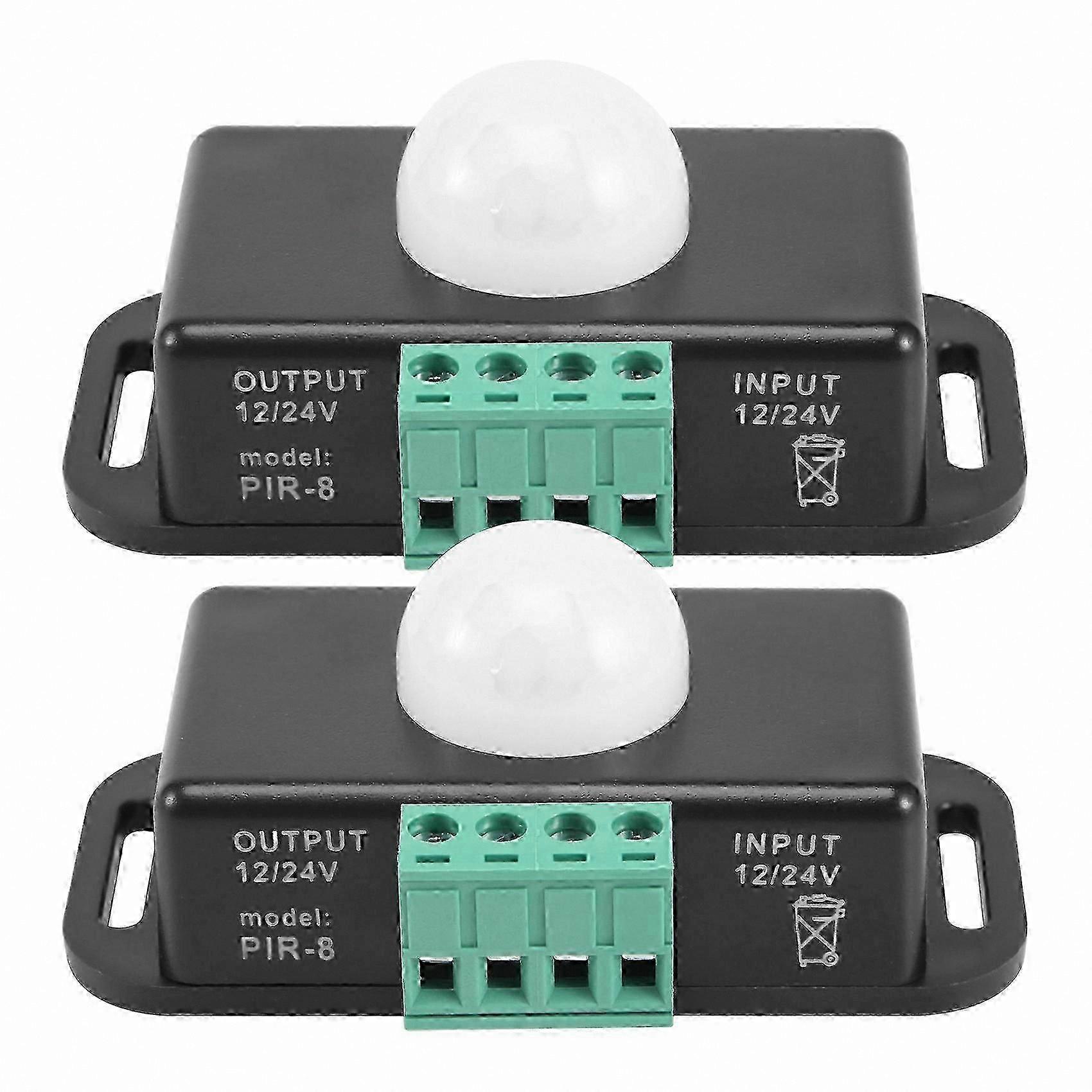 LED strip light sensor switch, 12V/24V PIR controller, 2-pack, for LED lighting control.