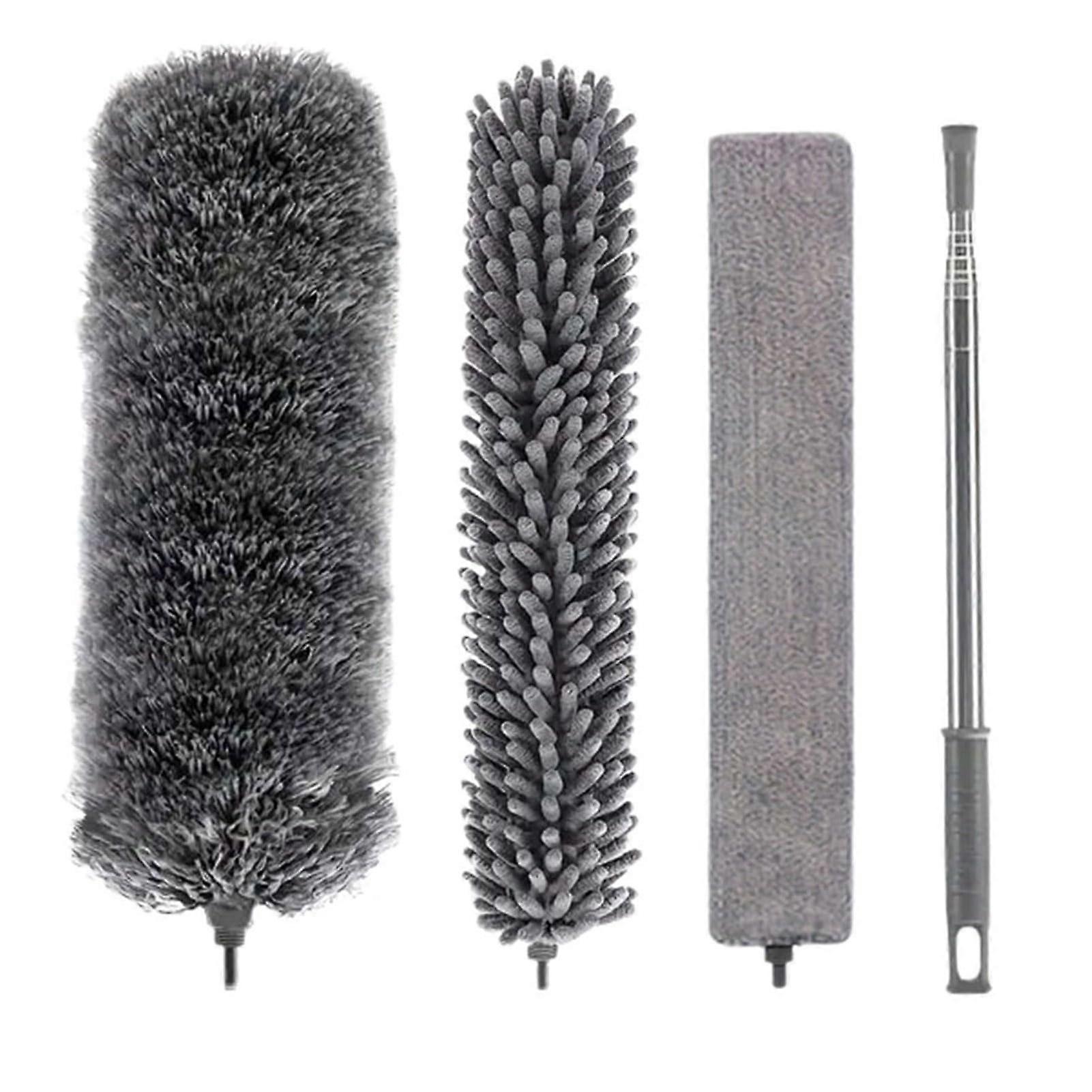 Retractable Microfiber Duster with Extension Pole 18110in, Reusable MultiHead Ceiling Fan Cleaning Kit