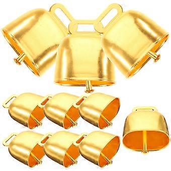 Golden Metal Cattle Bells for Decoration 10Pcs Livestock Hanging Bells Set