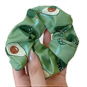 Elastiske hårscrunchies myke stofffruktmønstre tykktarm hårbånd hårtilbehør til jente
