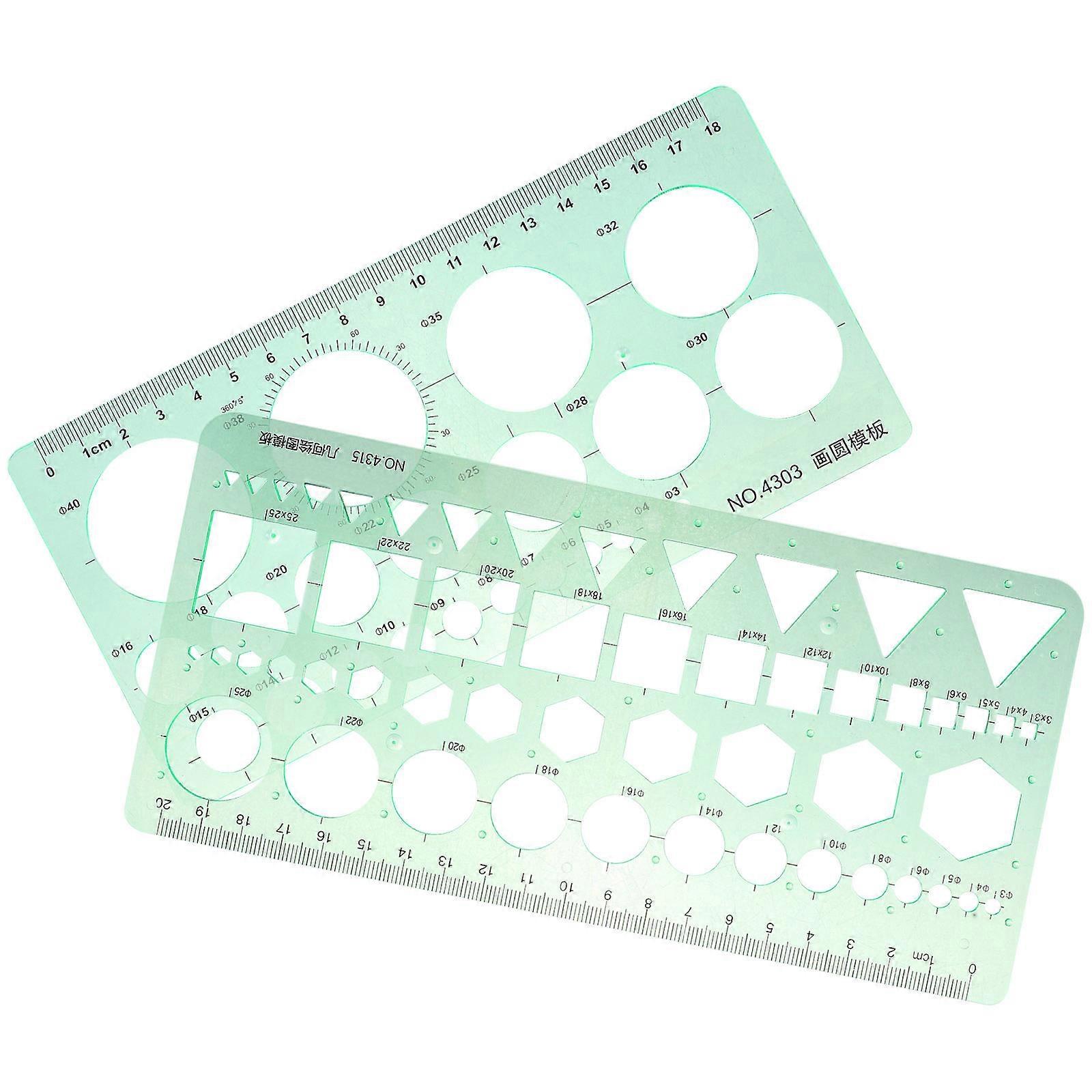 Multi-Functional Drawing Ruler Technical Drawing Supplies Circular Rectangular 2Pcs