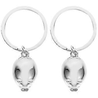 Pig Keychain Metal Pendant for Decoration 2Pcs Silver Key Holder