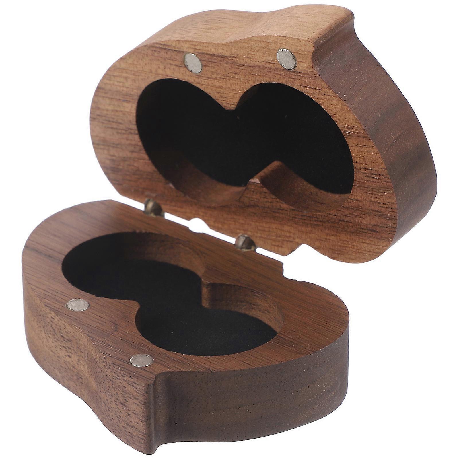 Hellbraune Ringbox aus Holz für Eheringe, 1 Stück, herzförmige Box