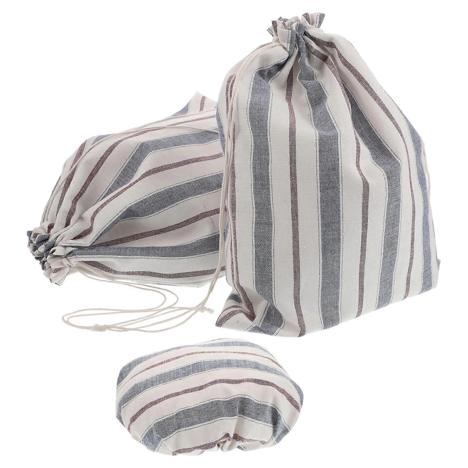 Bread Storage Cover Linen with Drawstring for Storage Use 5Sets Blue