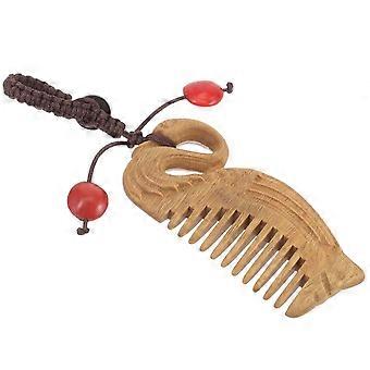 Portable Wood Comb with Pendant, Detangling DIY Hairstyle, Decorative Comb for Travel and Daily Use, 9x3x1cm 1 Pack