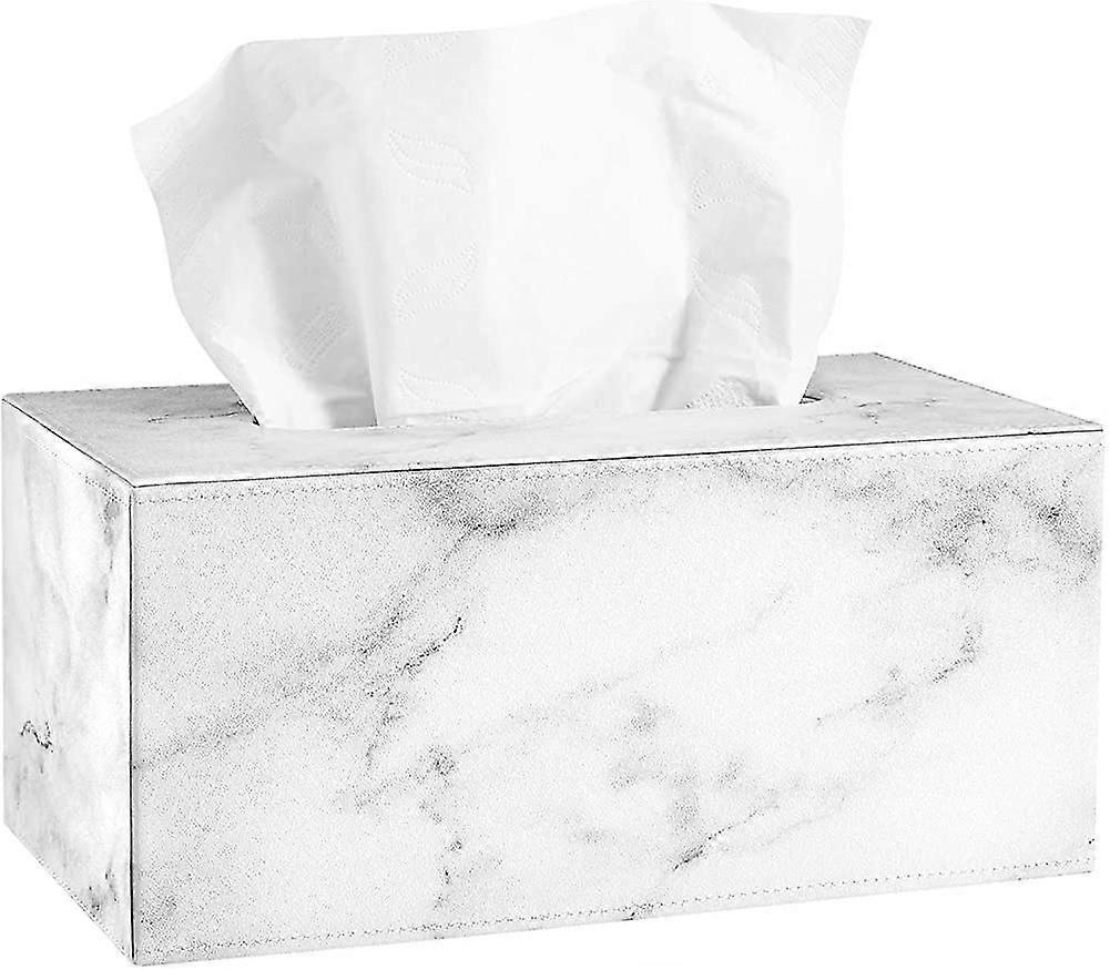 Tissue Box, Rectangular Pu Leather Tissue Holder, Tissue Box With Marble Pattern