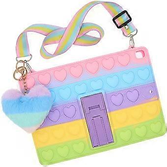 Cute Silicone Case, Pop Push Bubble Case Compatible with iPad 9.7 inch 2018 2017/ iPad 5 / Air 1, Relieve Stress Case with Kickstand&Lanyard&Pendant (