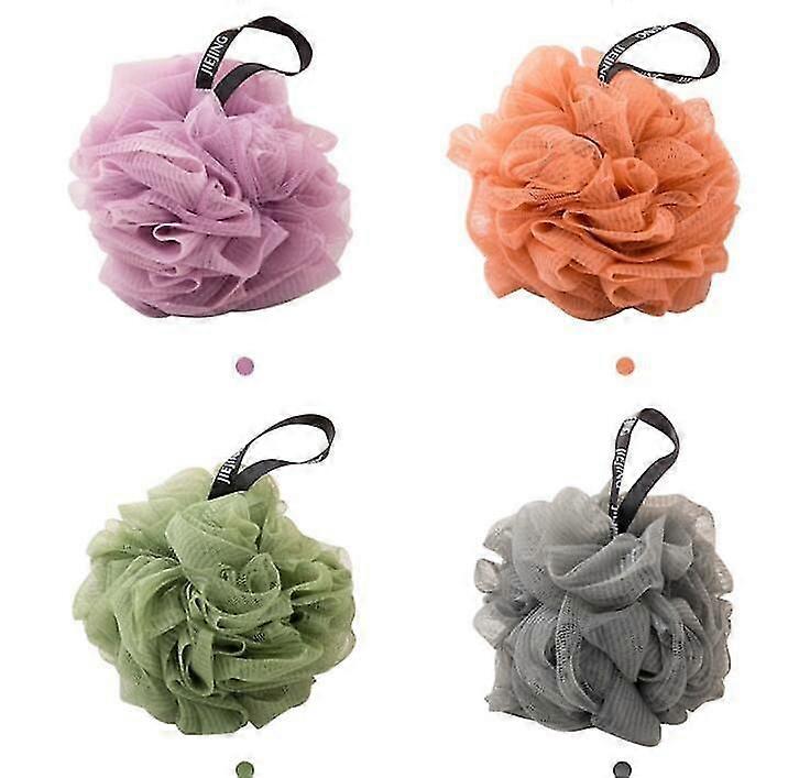 4-pack badsvampar duschluffabollar nät bulkpuffar 60g