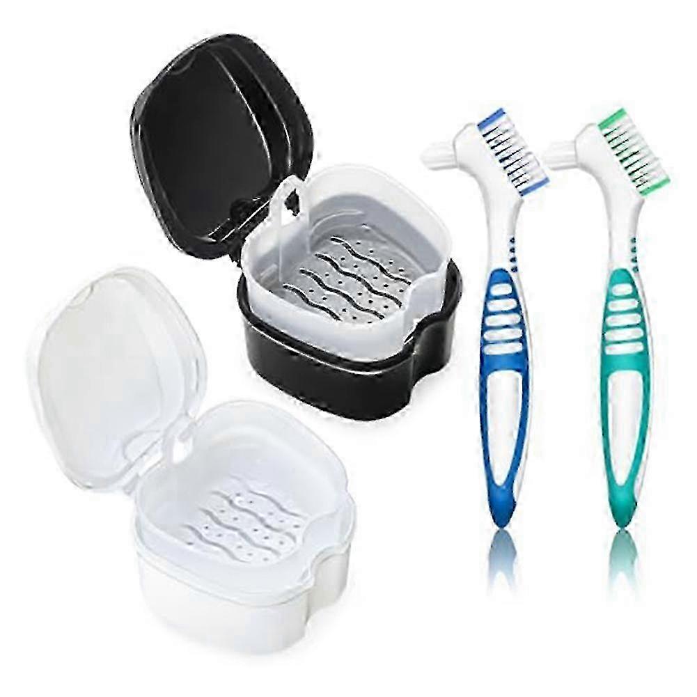 Durable Denture & Retainer Cleaning Box with Filter Basket - Ideal Soaking Storage Solution