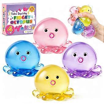 4Pcs Octopus Stress Balls for Adults Kids, Slow Rising Squishy for Desk Decor, Cute Squeeze Ball for Party Favors/Taba Squishy for Classroom Prize