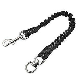 Reflective Nylon Dog Extension Leash Heavy Duty Durable Elastic Walking Running Extension Lead for Small and Medium Dogs (Black)