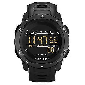 Men Digital Sports Watch Dual Time Pedometer Alarm Waterproof 50M Military Style Casual Outdoor Fitness Wristwatch