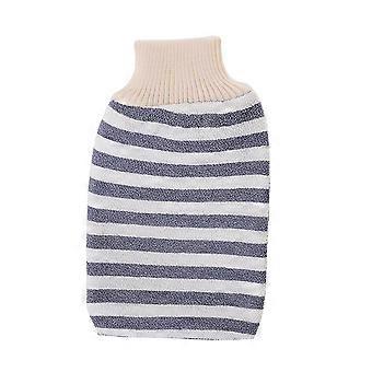 Stripe Bathing Towel Double-Faced Cleaning Shower Towel for Woman Man Lady (Gray)