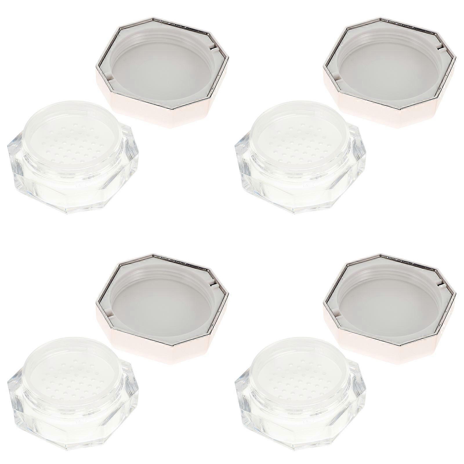 4pcs Octagonal Makeup Loose Powder Boxes Portable Empty Containers (Rose Gold)