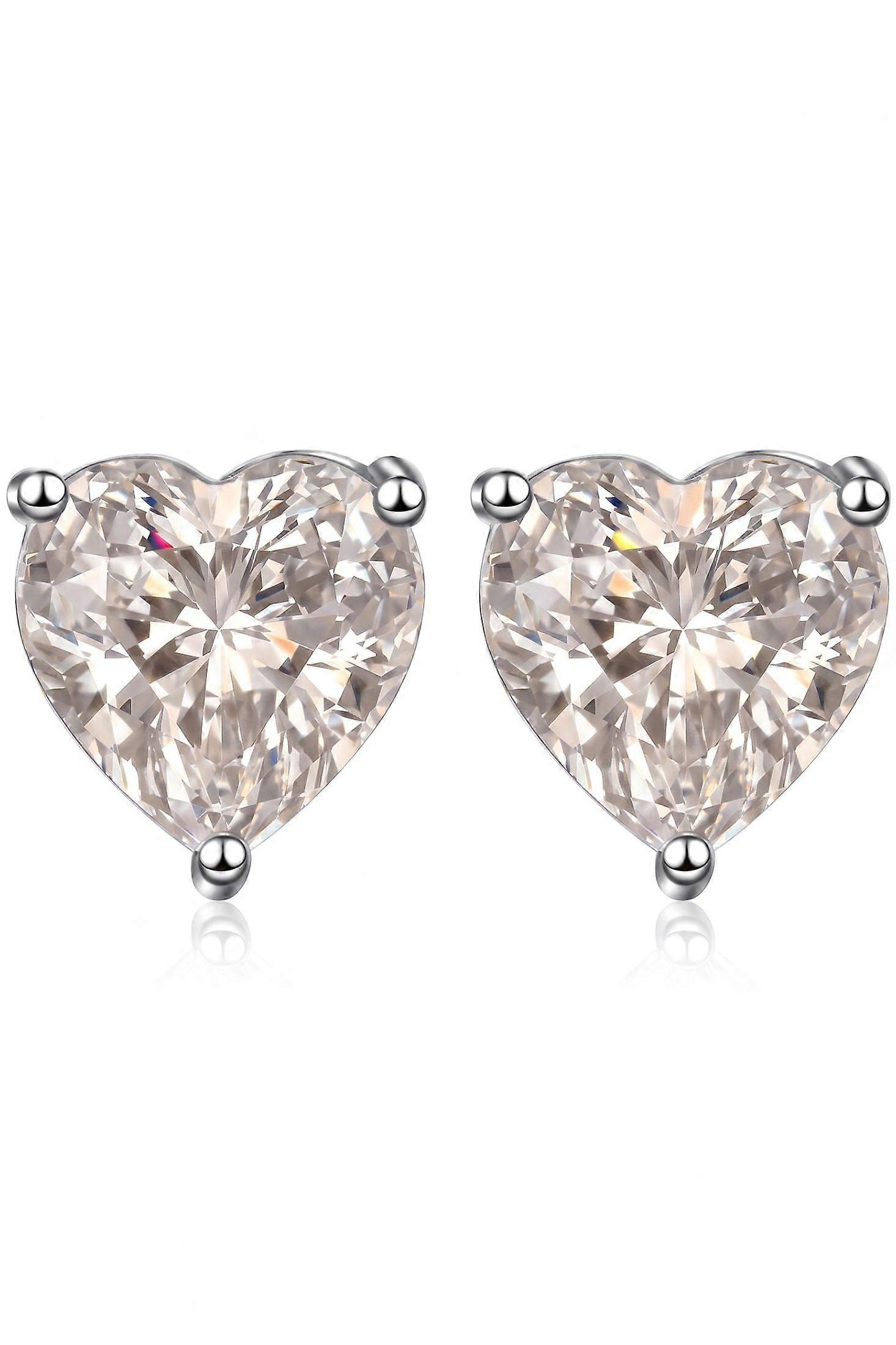Amore Heart Moissanite Stud Earrings Silver