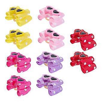 Pet Dog Hairpins Bowknot Glasses Style Hair Clips for 10Pcs Pet Decor Accessory