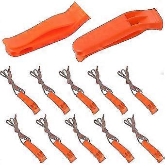 10pcs Safety Whistle Marine Whistle Plastic Whistles With Lanyard For Emergency