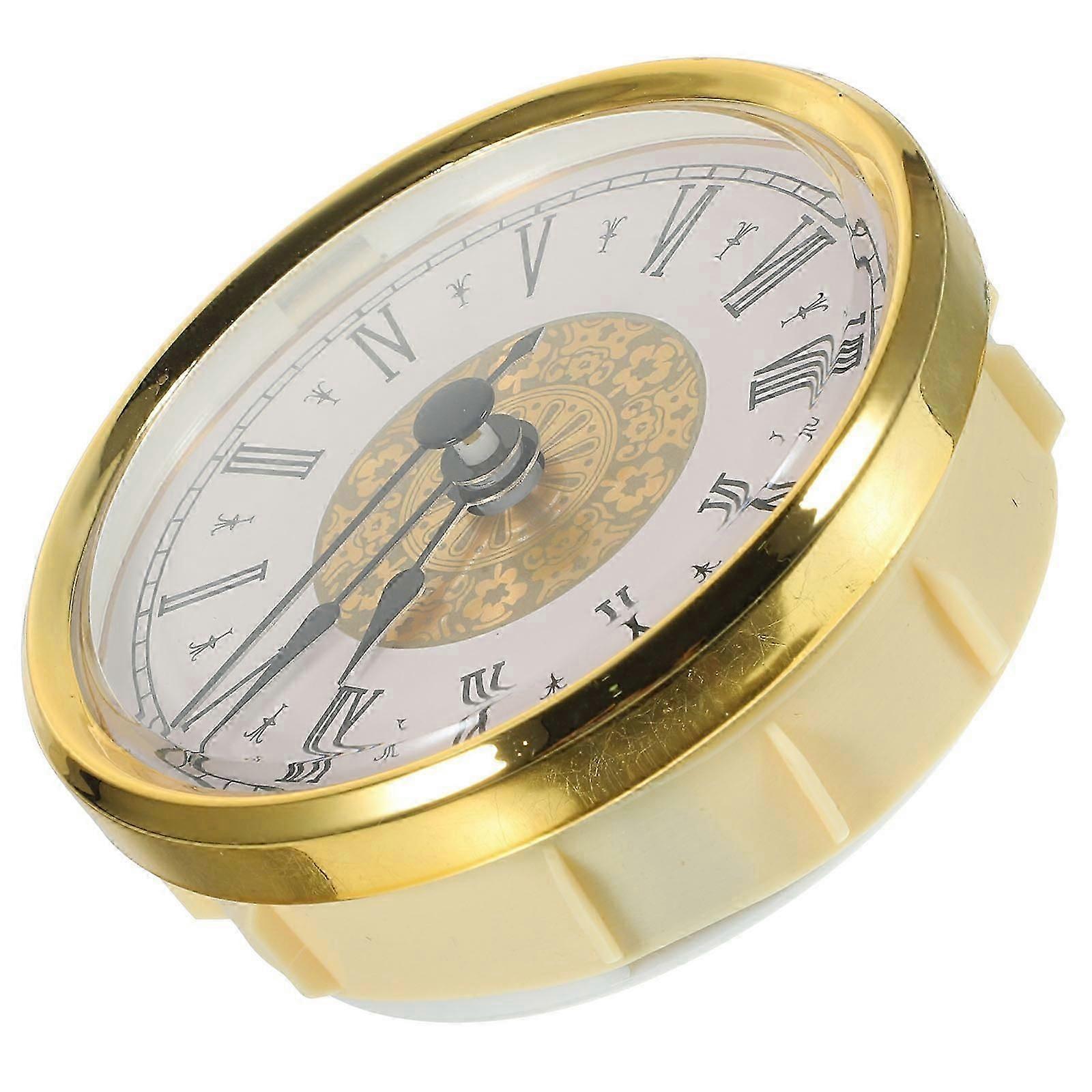 Round Clock Insert Silent Precise Timekeeping Metal Golden 1Pack