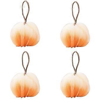 Skin Cleansing Sponge Set, Large Mesh Double Layer Foam, Orange Pumpkin Ball 4pcs.A1