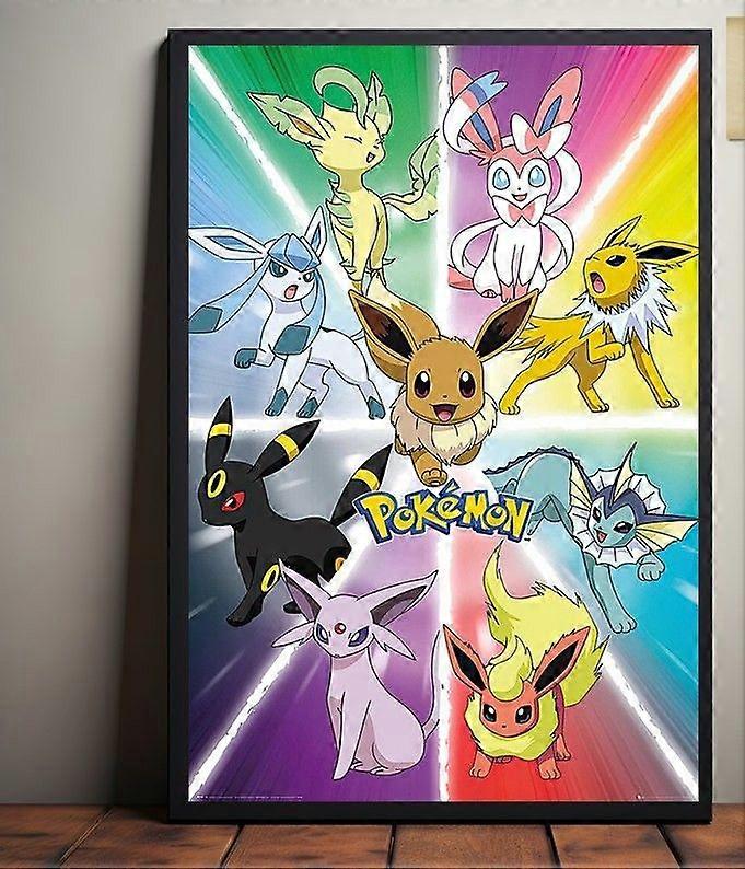 Puzzle Pokémon FDN214 : Tableau d'évolution coloré d'Évoli et de toutes ses évolutions