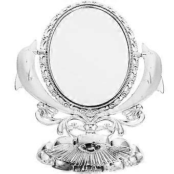 Tabletop Double-Sided Makeup Mirror for Desk Silver Plastic and Glass