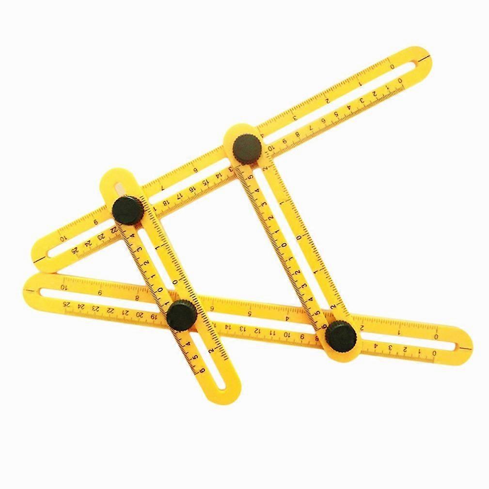Yellow Multifunctional Folding Ruler Four Folding Rule Multi-Angle Setting Measuring Ruler