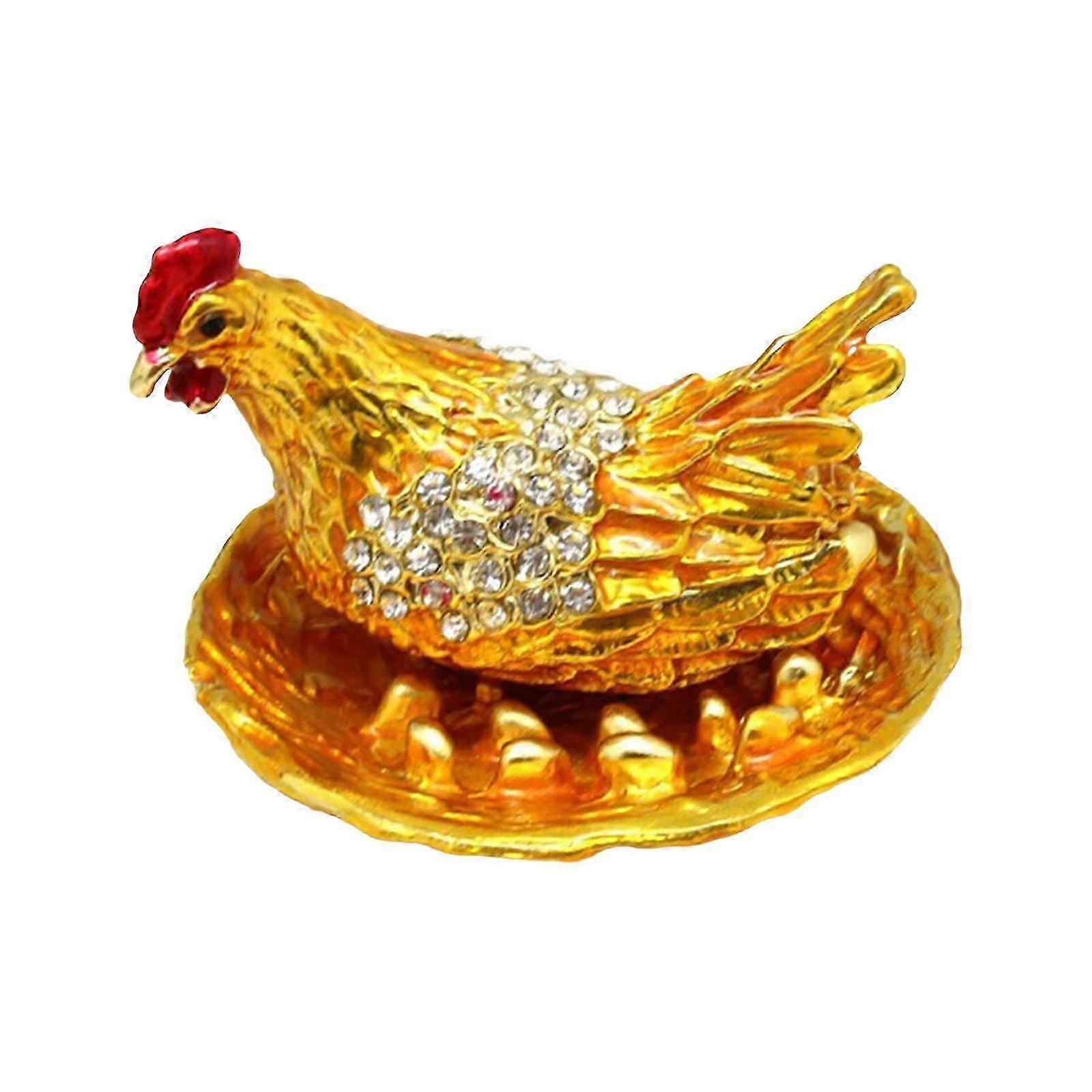 Green-Base Hen Jewelry Container